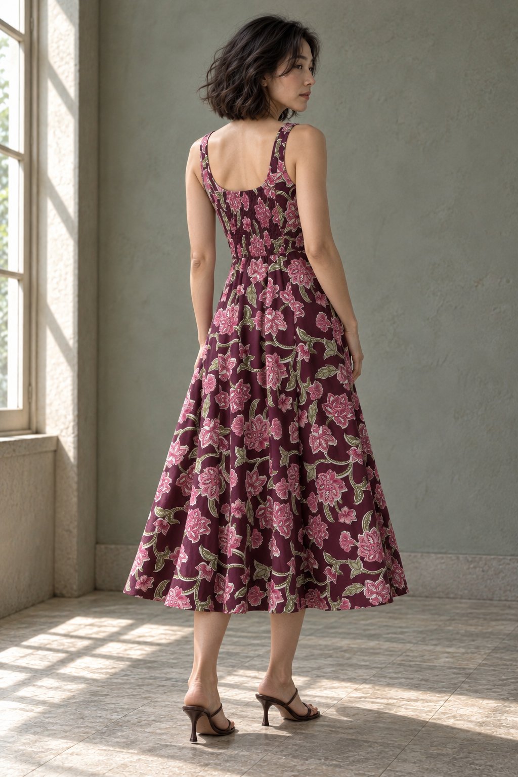 KDAPDT.02 robe midi evasee en coton fleuri kivesrc15476417200503s09m69578231349623skusapv00a004688 09