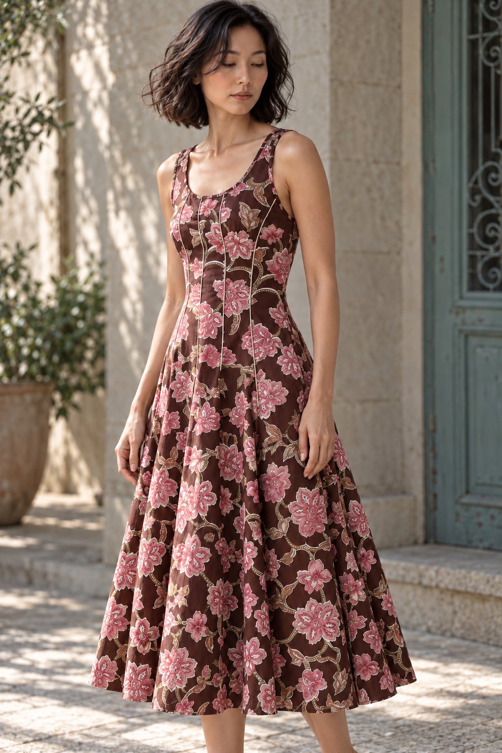 KDAPDT.02 robe midi evasee en coton fleuri kivesrc15476417200503s13m69578338271607skusapv00a004688 13