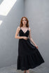 02. Robe midi noire crochet col V taille empire