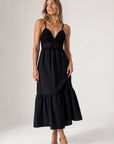 02. Robe midi noire crochet col V taille empire
