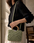02. Sac Mini cabas en macramé à anses en bois