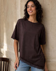 02. Top en jersey à ourlet dentelle asymétrique