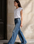 02. Top sans manches coton épaules cloutées