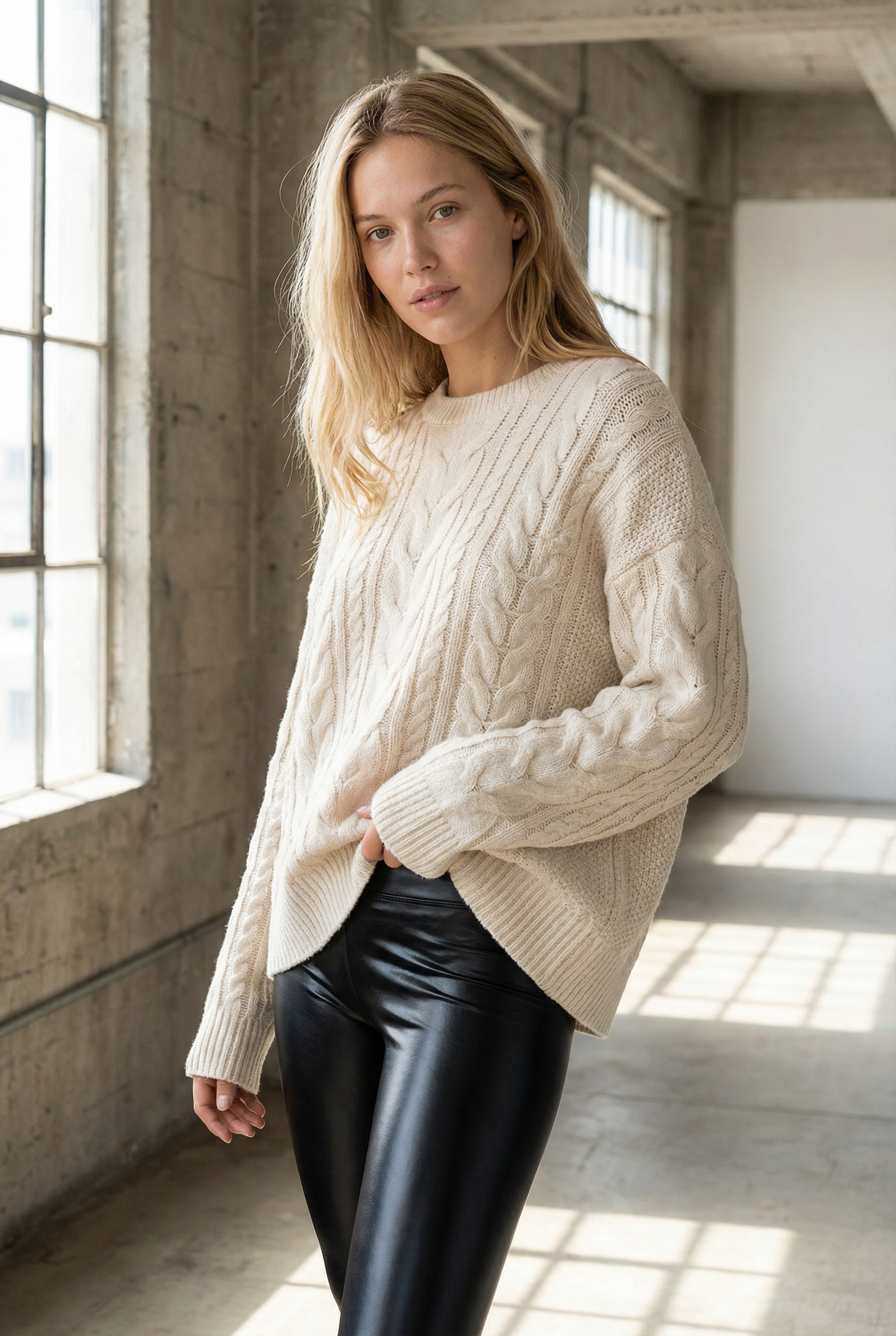 Legging noir brillant femme Taille haute Coupe ajustée extensible
