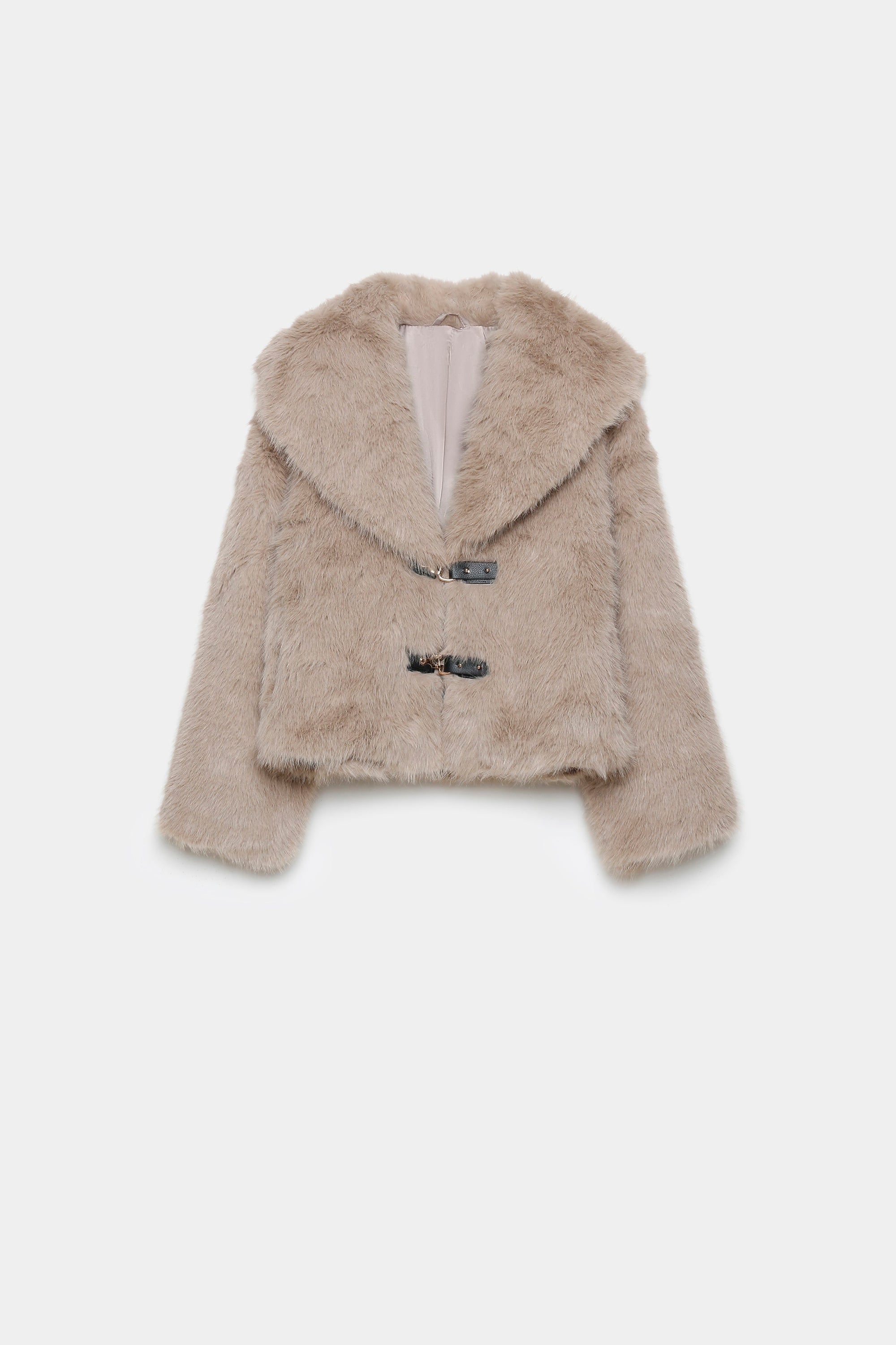 Veste en fausse fourrure élégante pour femme – Coupe courte, couleur beige, chic et chaleureuse pour les journées froides. Veste fausse fourrure stylée.