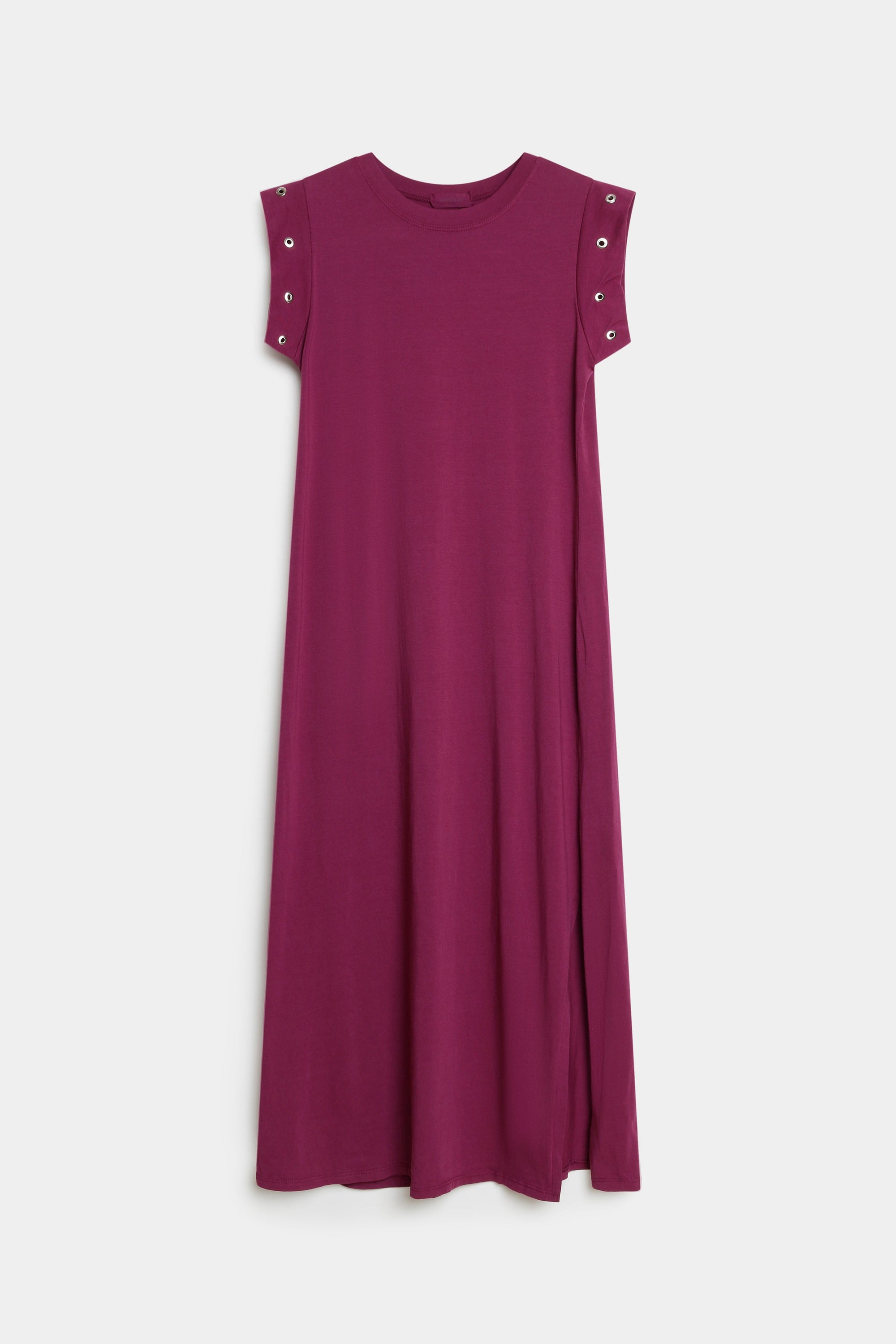 robe coupe droite femme vue face violet œillets métalliques