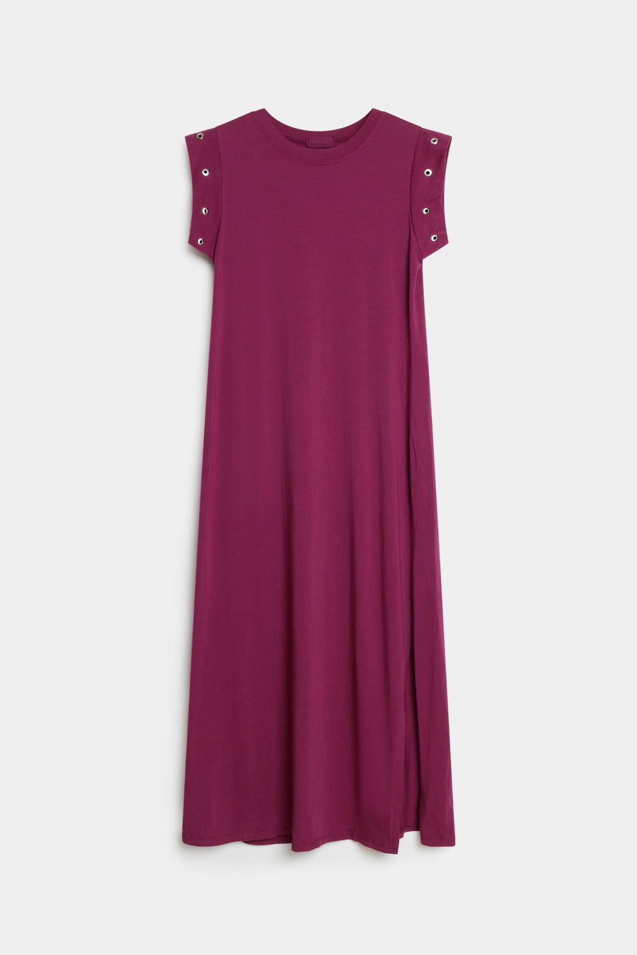 robe coupe droite femme vue face violet œillets métalliques