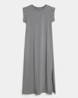 robe coupe droite femme vue face gris détails œillets