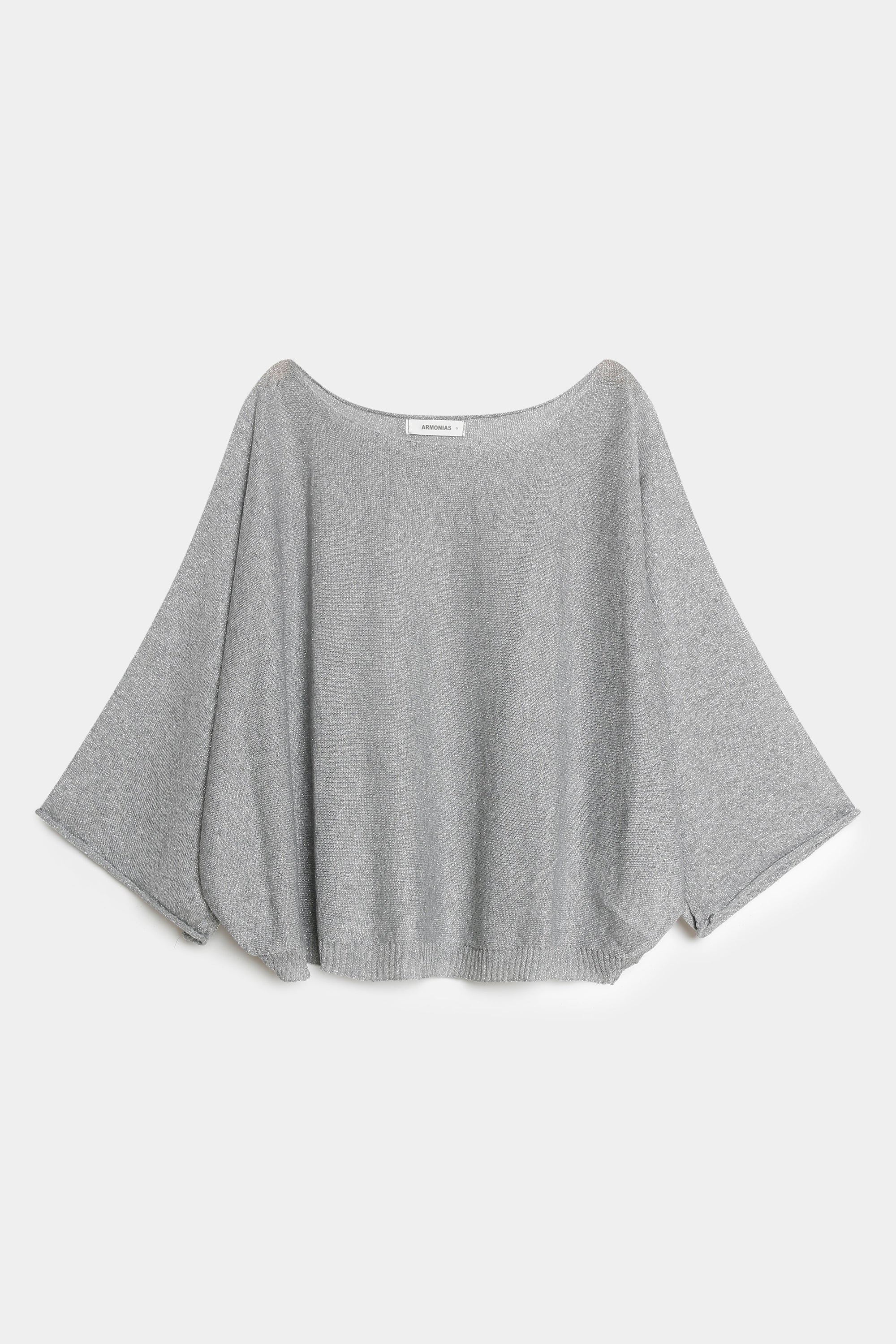 blouse manche 3 4 gris col rond