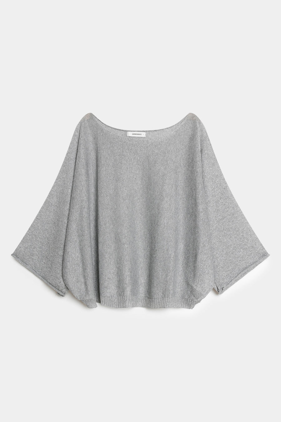blouse manche 3 4 gris col rond