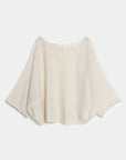 blouse manche 3 4 beige col rond
