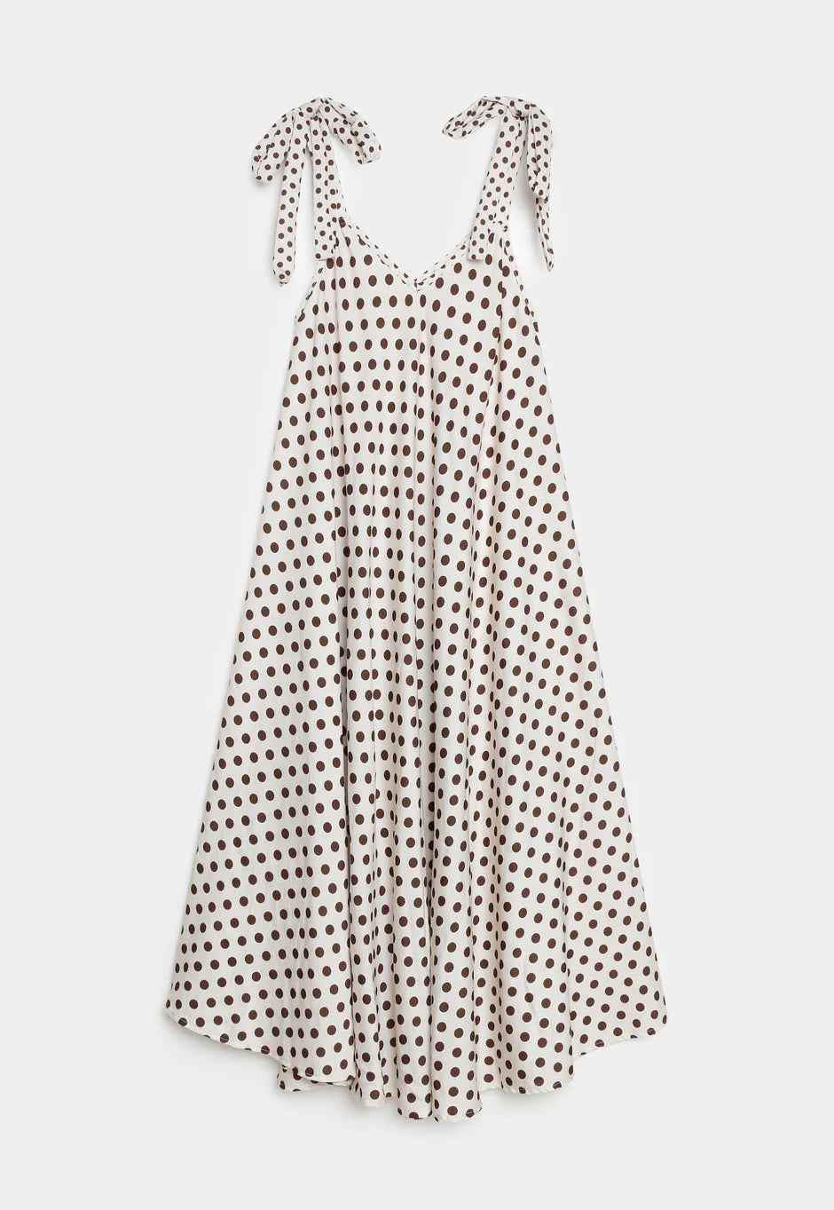 Robe trapèze longue à pois bretelles à nouer vue 9