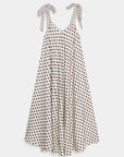Robe trapèze longue à pois bretelles à nouer vue 9
