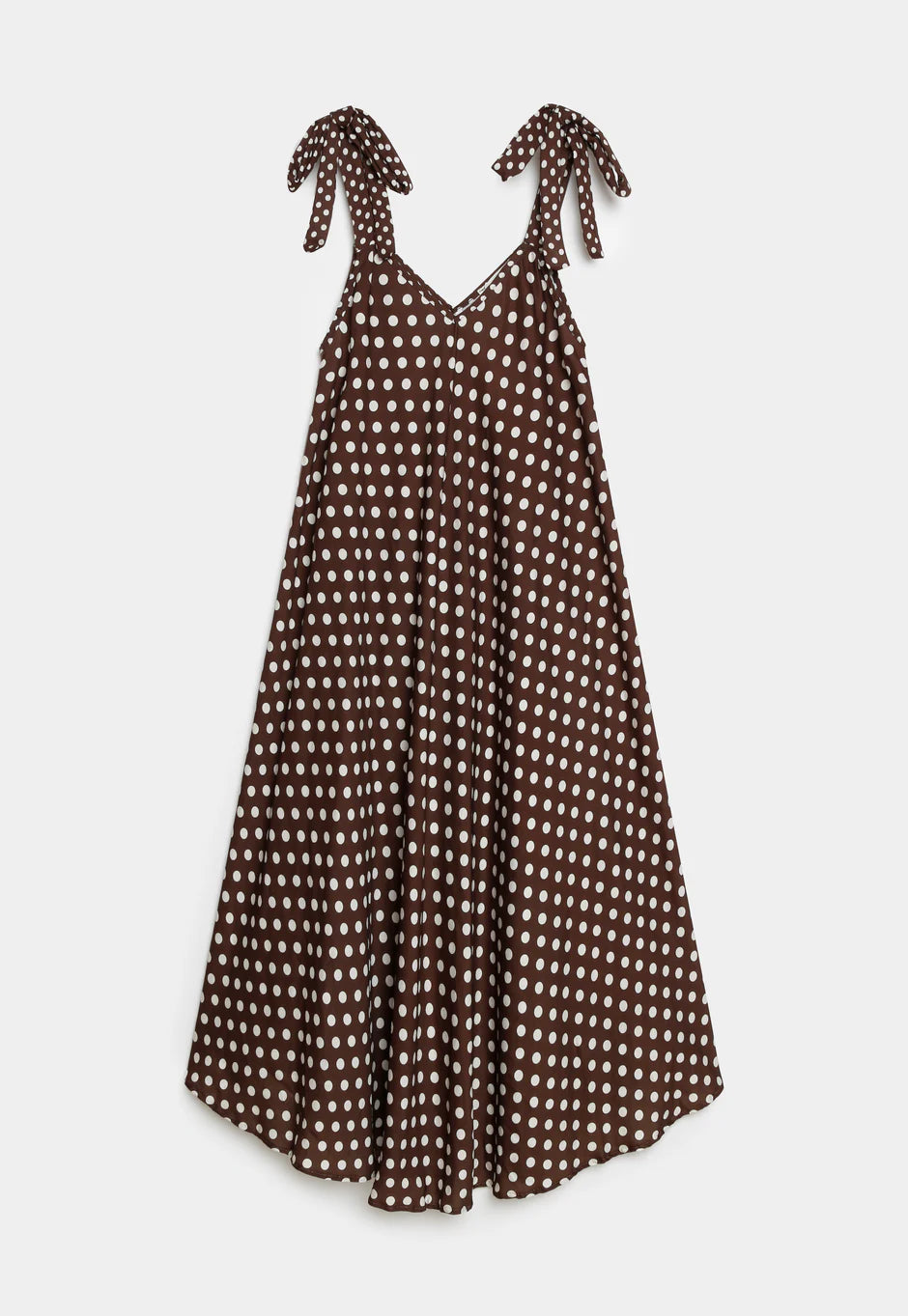 Robe trapèze longue à pois bretelles à nouer vue 7