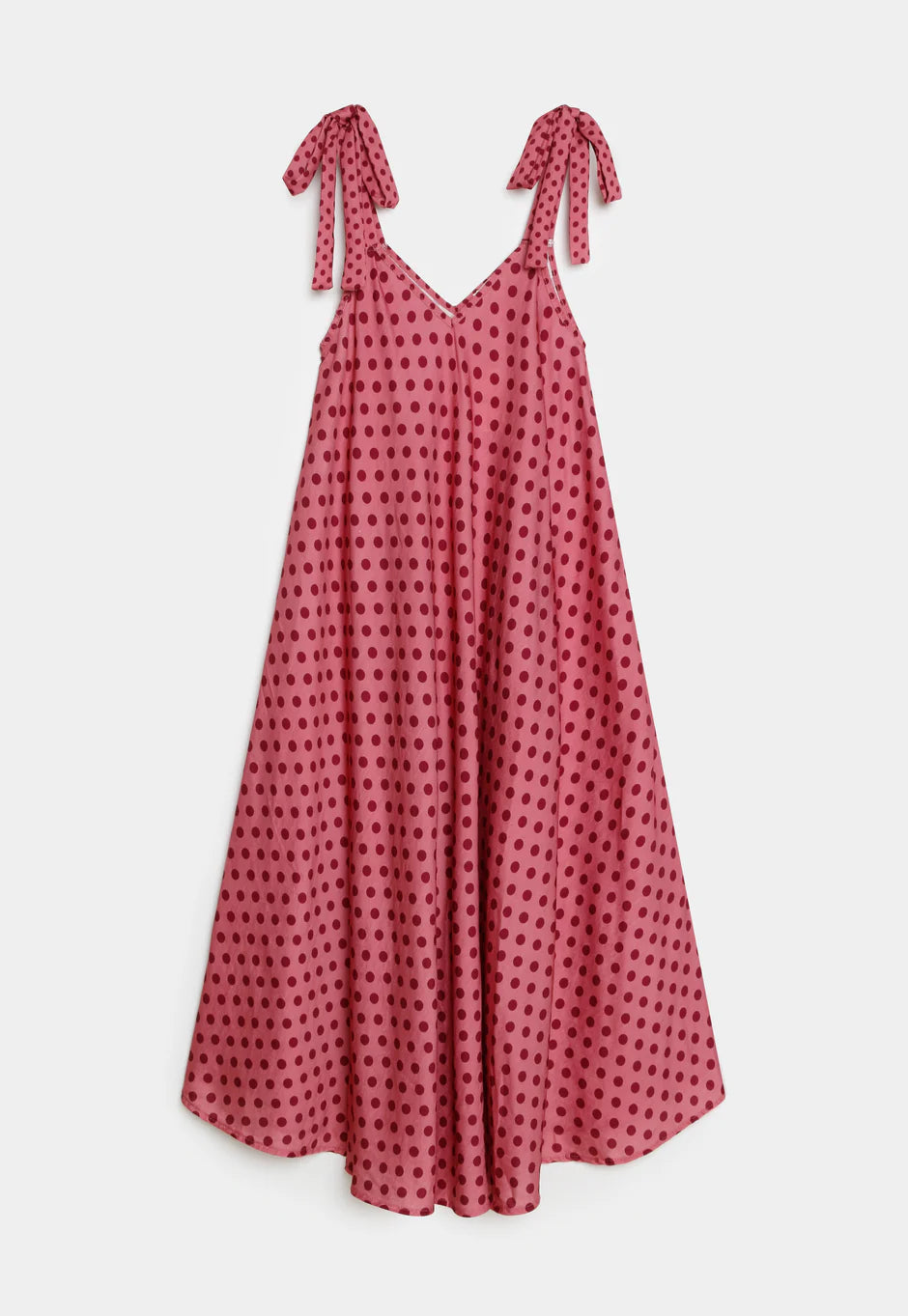 Robe trapèze longue à pois bretelles à nouer vue 13