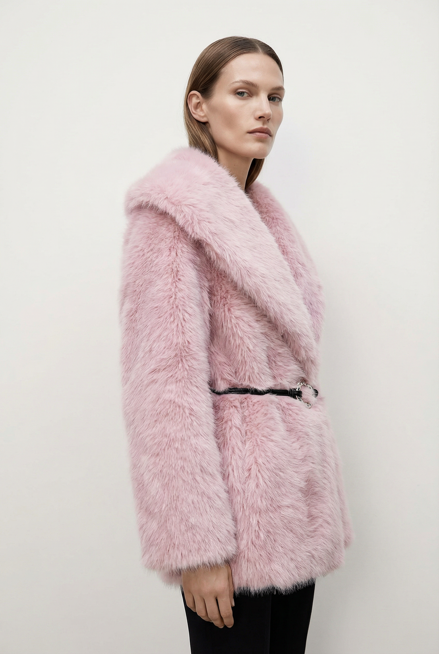 Manteau ceinturé femme – Fausse fourrure – Coupe élégante vue 7