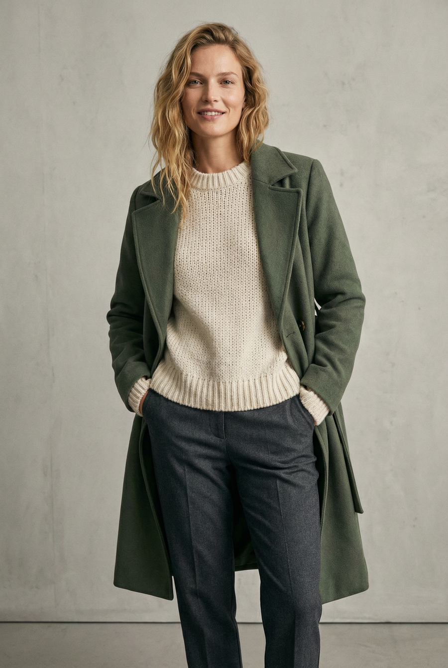 Manteau croisé femme élégant – Coupe droite ceinturée vue 8