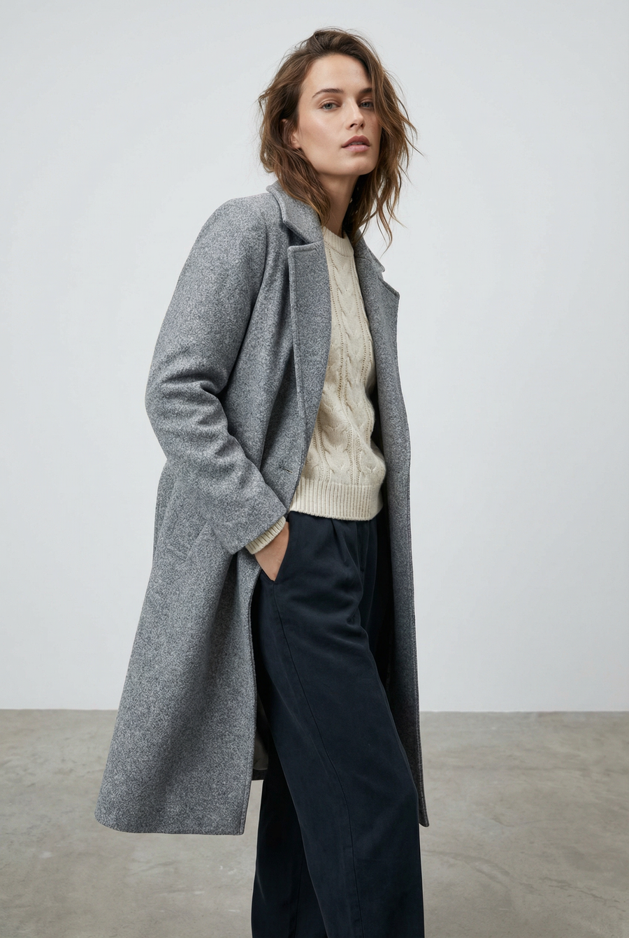 Manteau croisé femme élégant – Coupe droite ceinturée vue principale