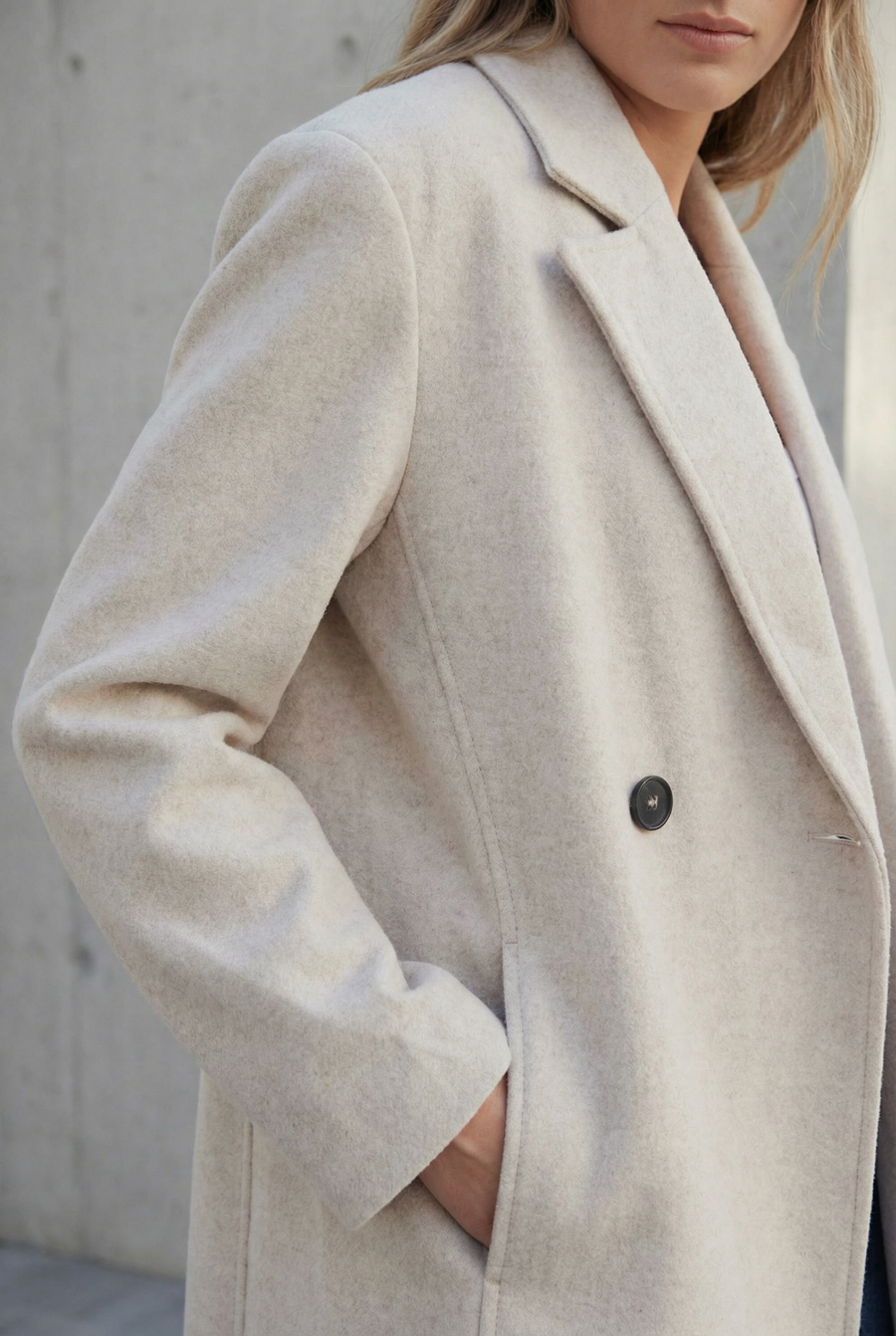 Manteau long beige clair croisé vue 6