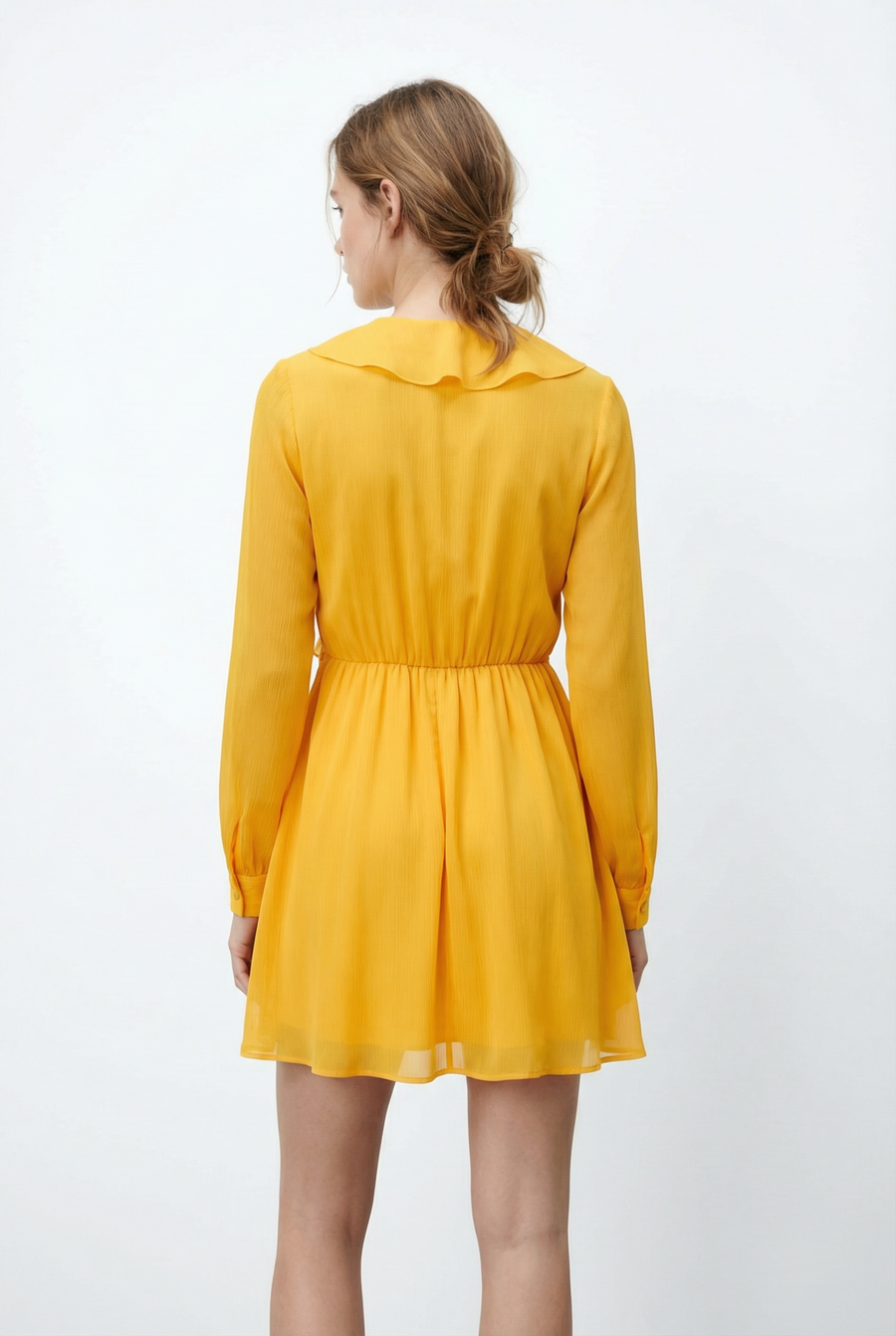 Mini Robe Courte Jaune à Volants - Élégance et Confort Pour Chaque Occasion