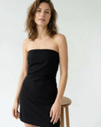 Mini Robe Noire Drapée Bustier Élégante - Confort & Style Pour Chaque Occasion