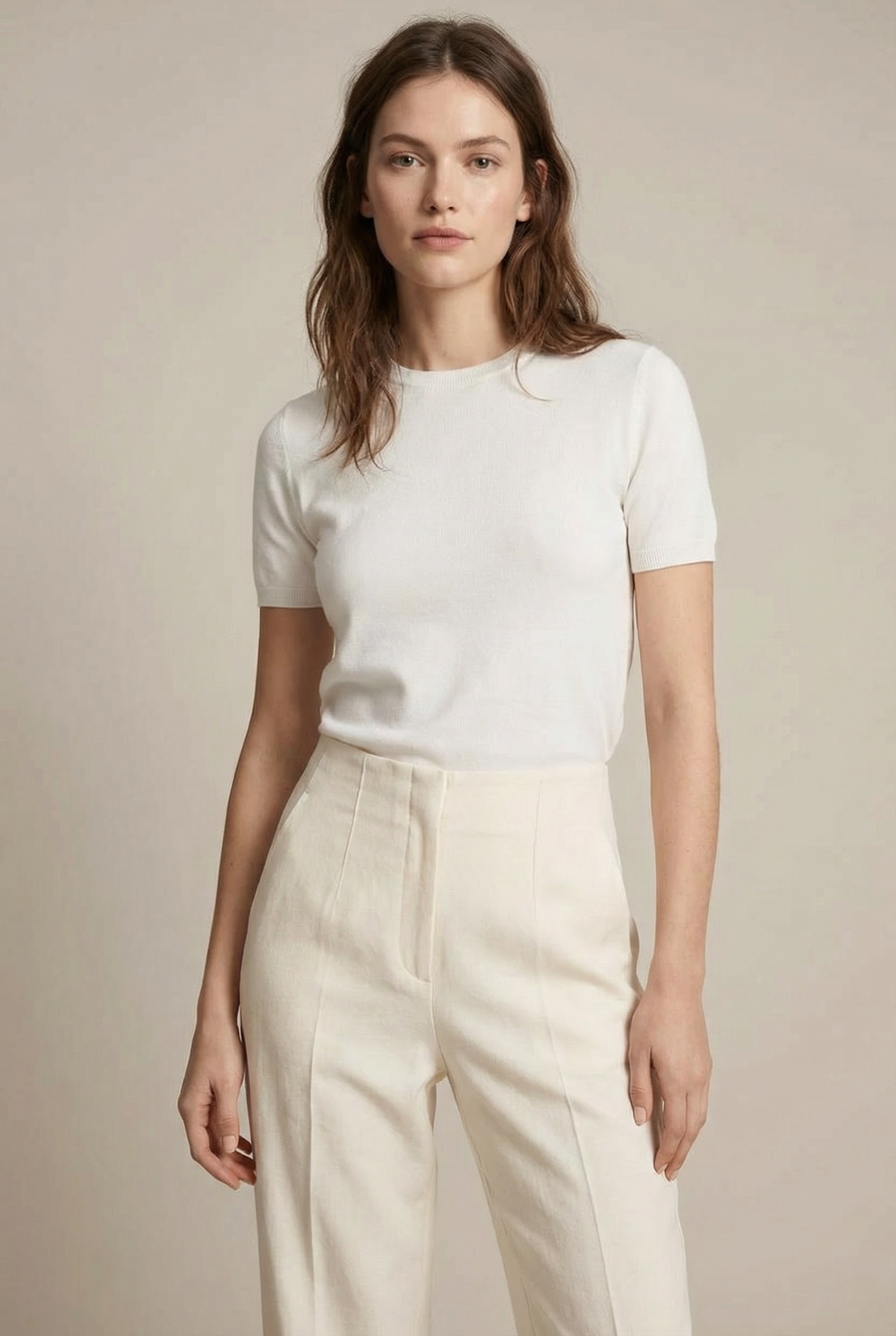 Pantalon Lin Femme Taille Haute Blanc
