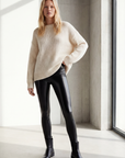 Legging noir brillant femme Taille haute Coupe ajustée extensible