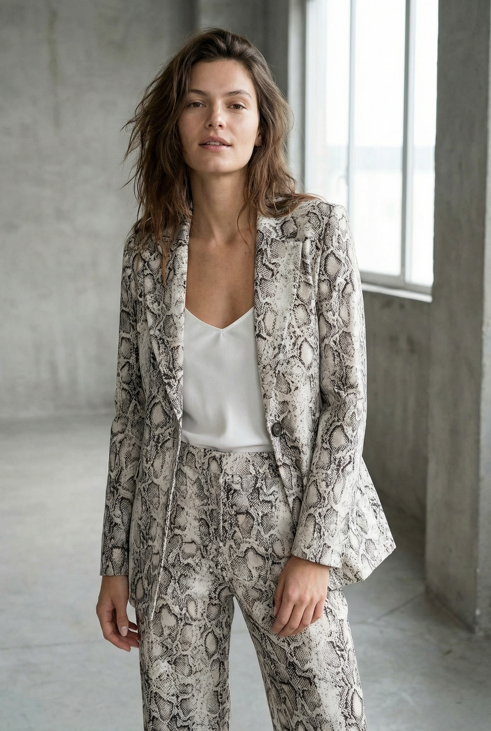 Pantalones Palazzo de pitón con estampado animal chic para mujer, cintura alta y sueltos para un estilo atrevido.
