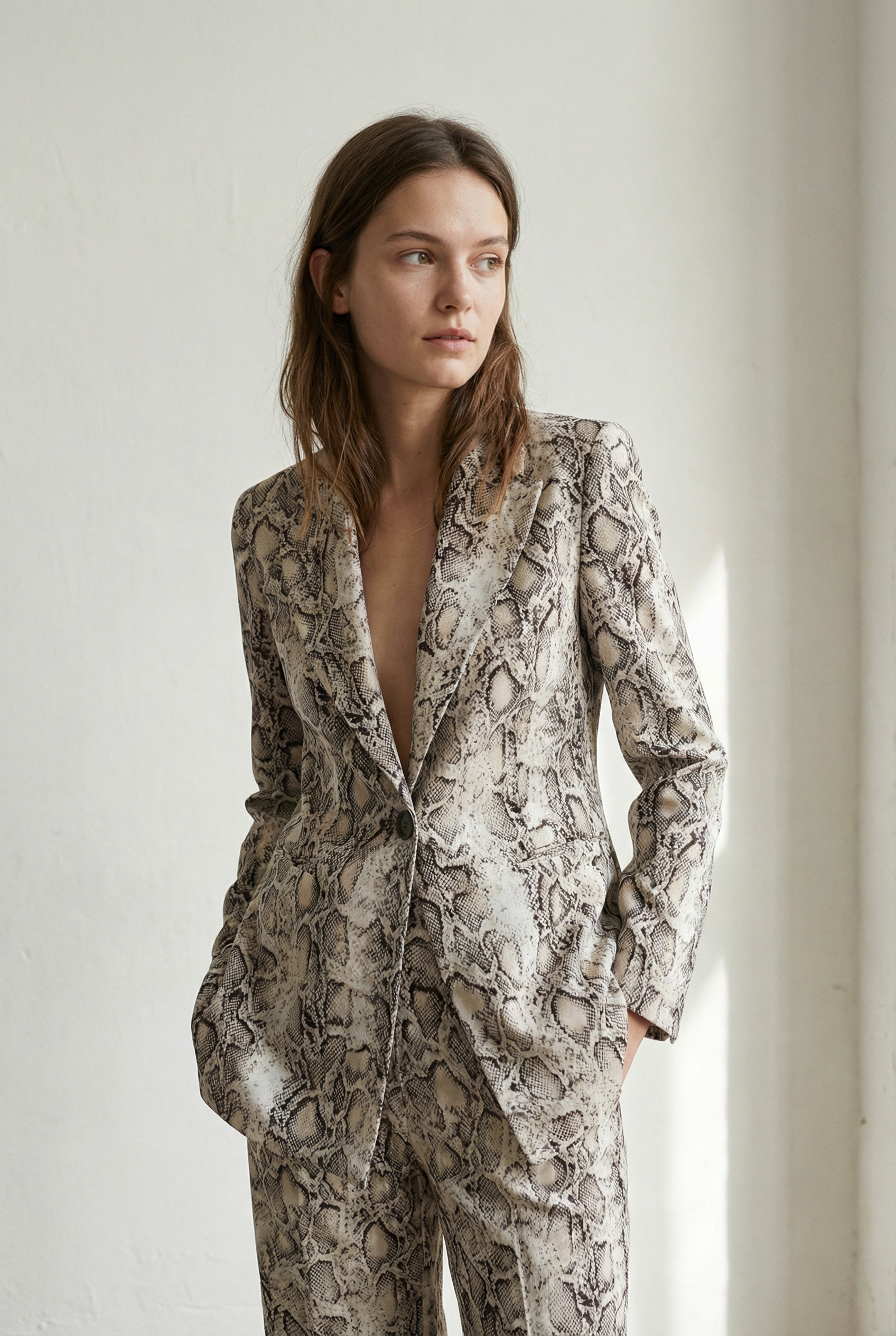Pantalones Palazzo de pitón con estampado animal chic para mujer, cintura alta y sueltos para un estilo atrevido.