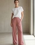 Pantalon droit taille haute en viscose