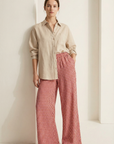 Pantalon droit taille haute en viscose