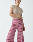 Pantalon flare taille haut viscose fluide