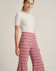 Pantalon flare taille haut viscose fluide