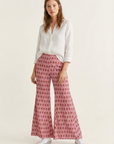 Pantalon flare taille haut viscose fluide