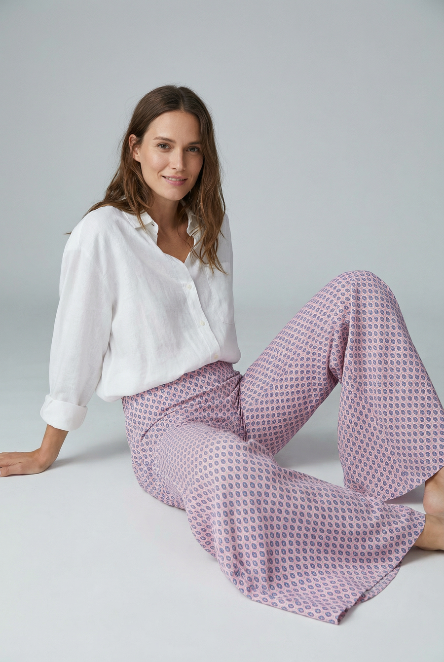 Pantalon flare taille haute en viscose