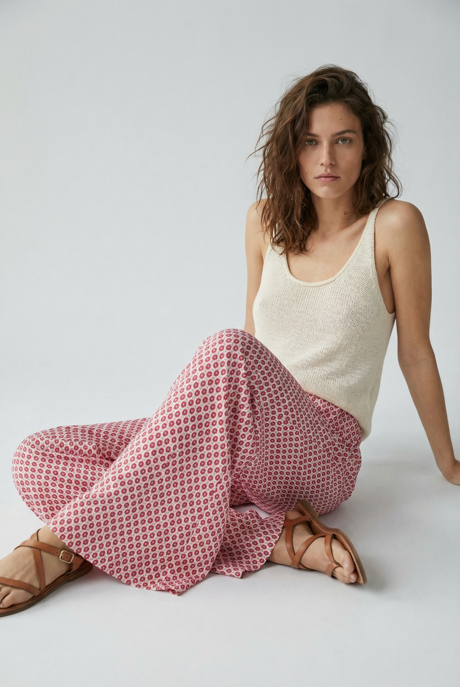 Pantalon flare taille haute en viscose
