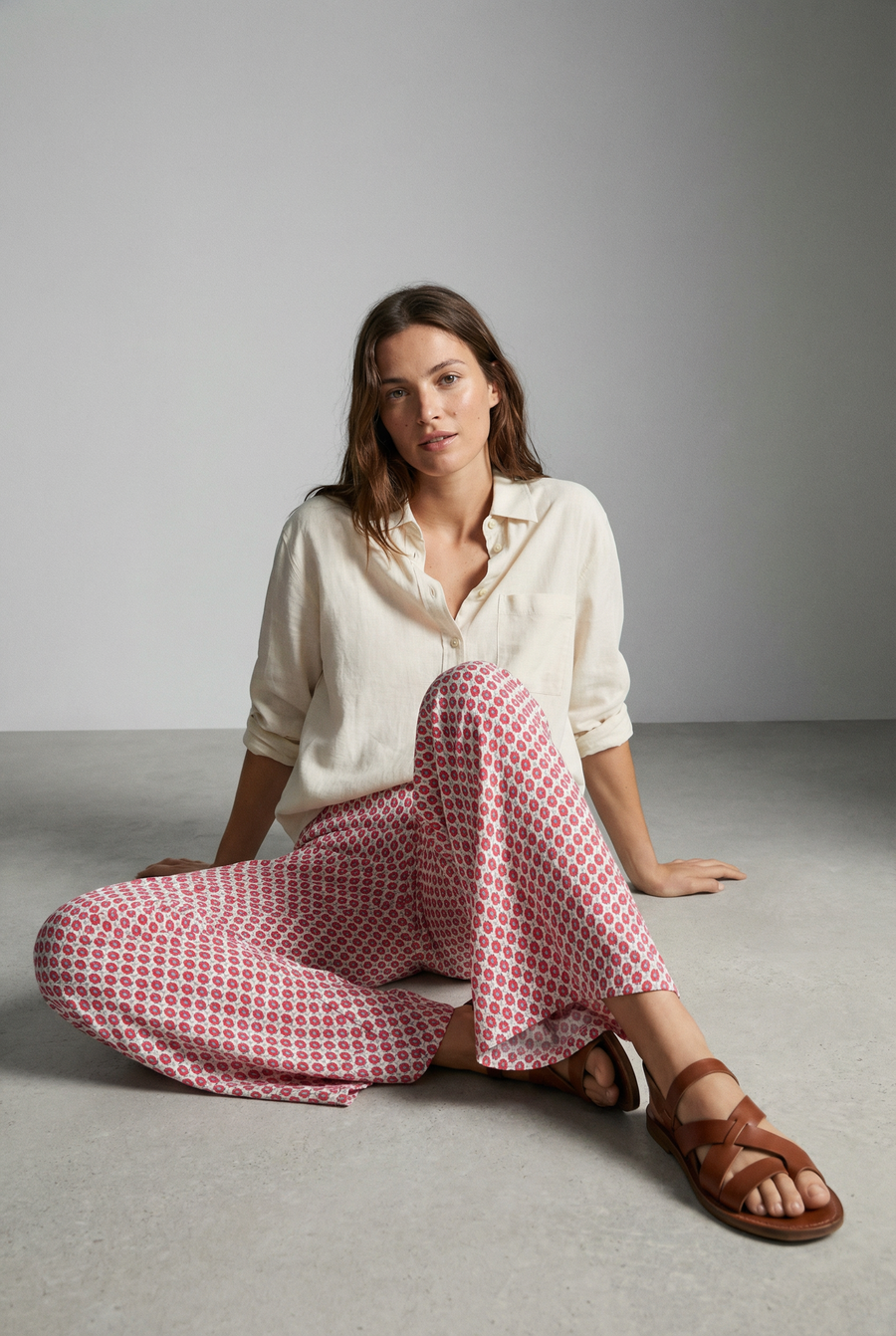 Pantalon flare taille haute en viscose