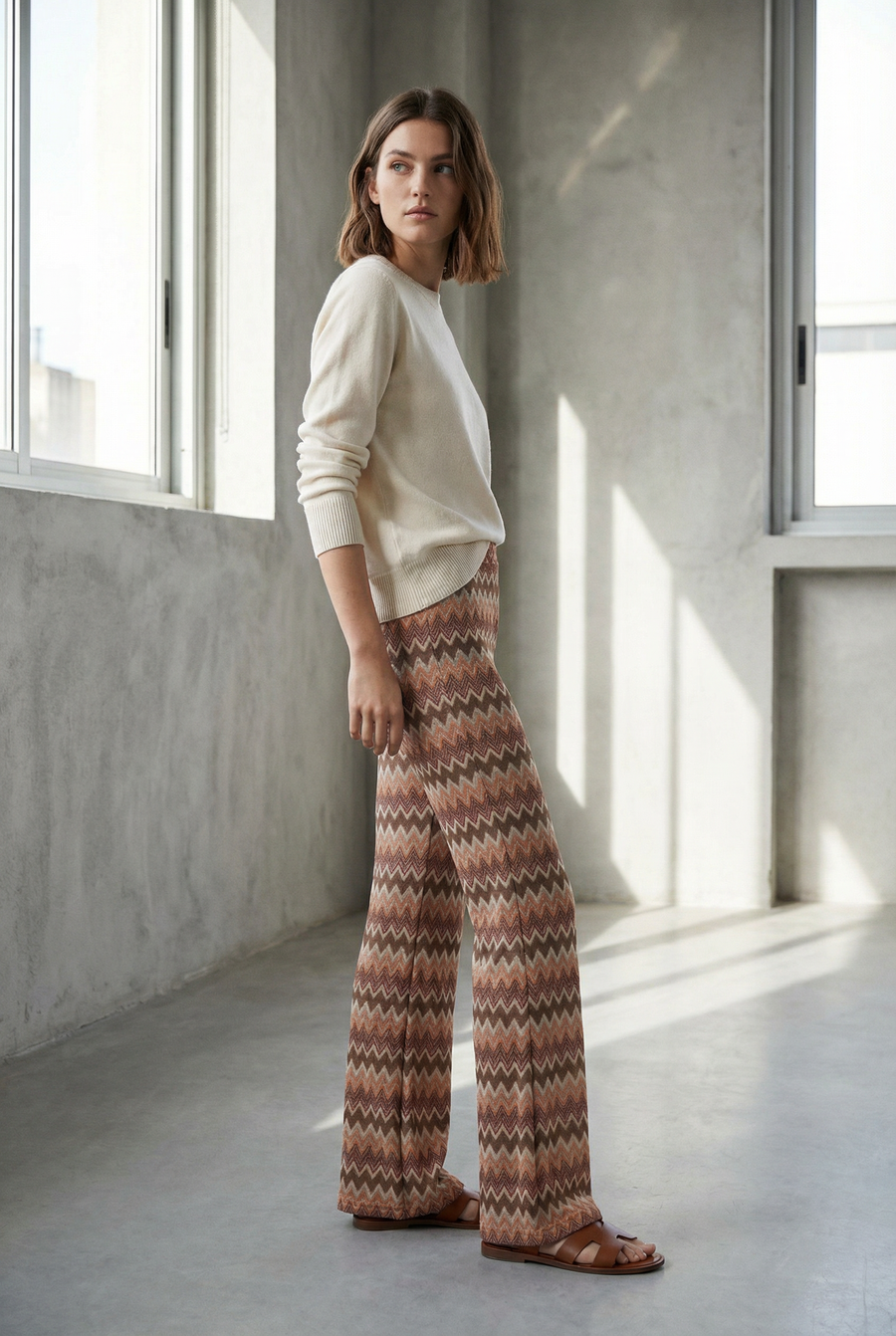 Pantalon flare taille haute femme vue 9