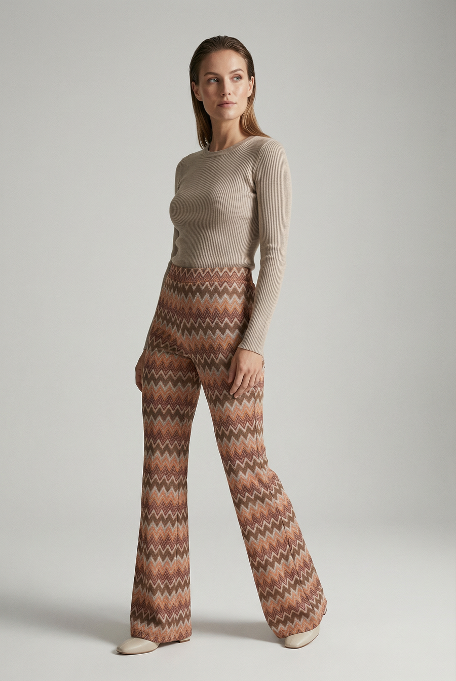 Pantalon flare taille haute femme vue principale