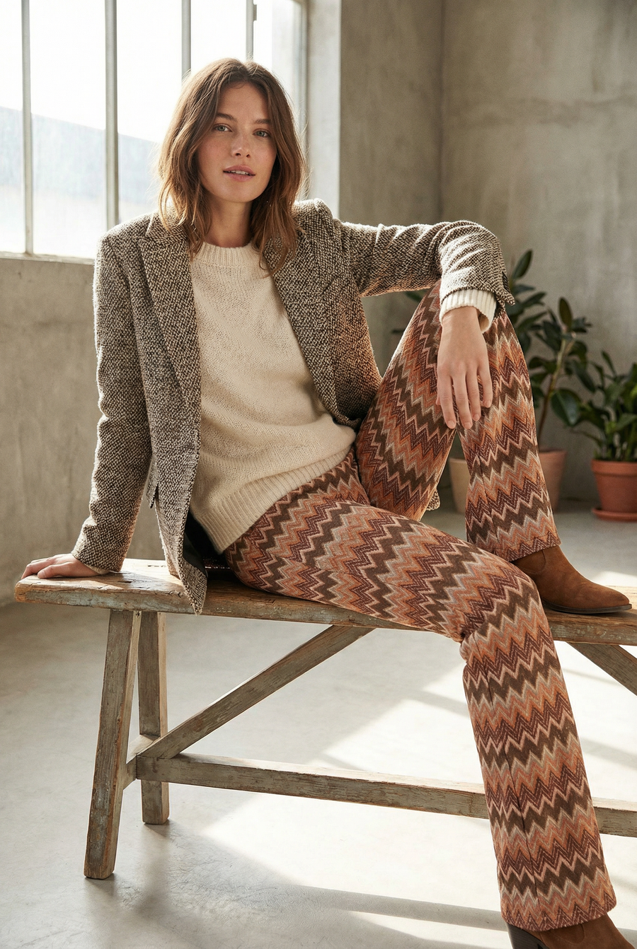 Pantalon flare taille haute femme détail du produit