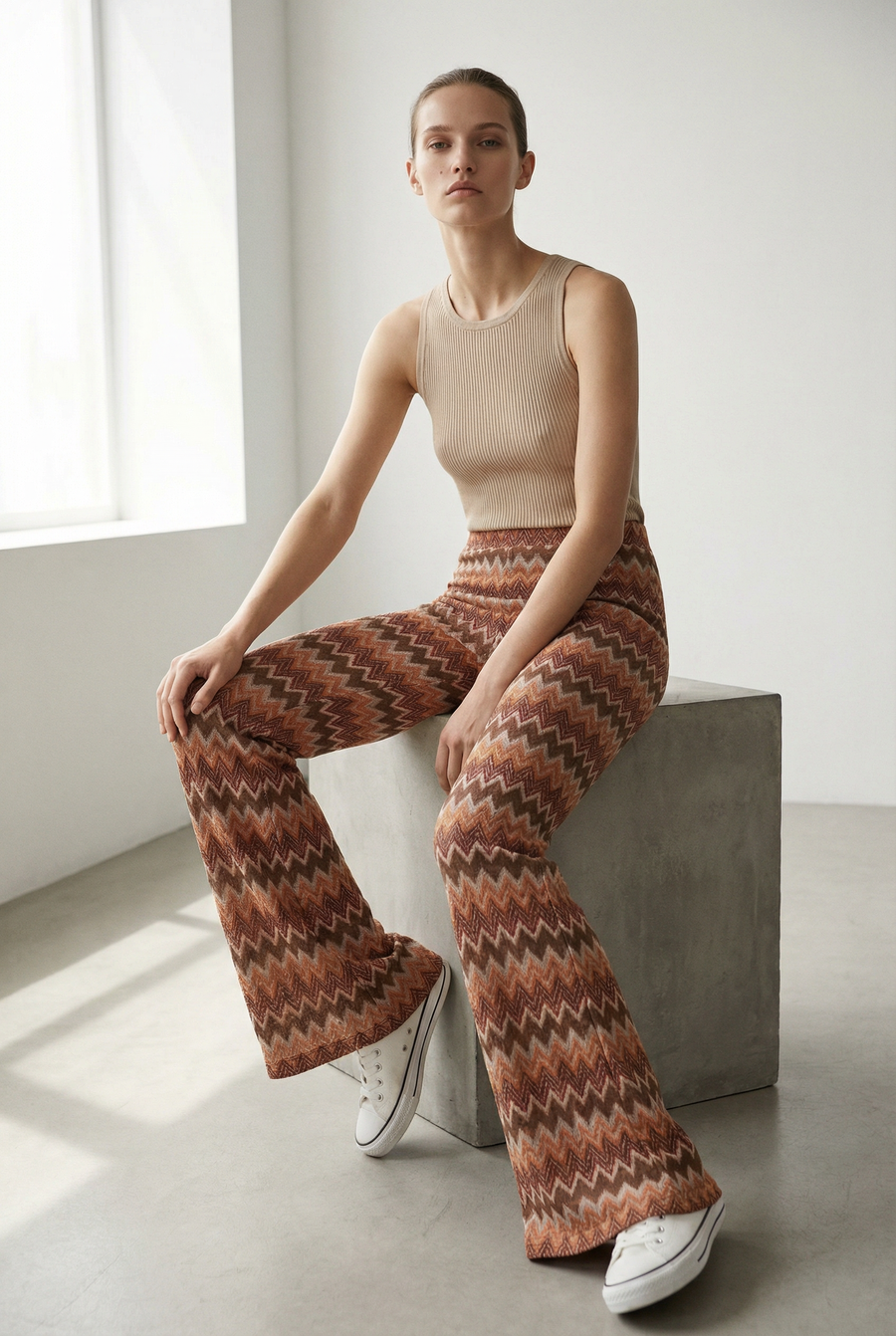 Pantalon flare taille haute femme vue 6