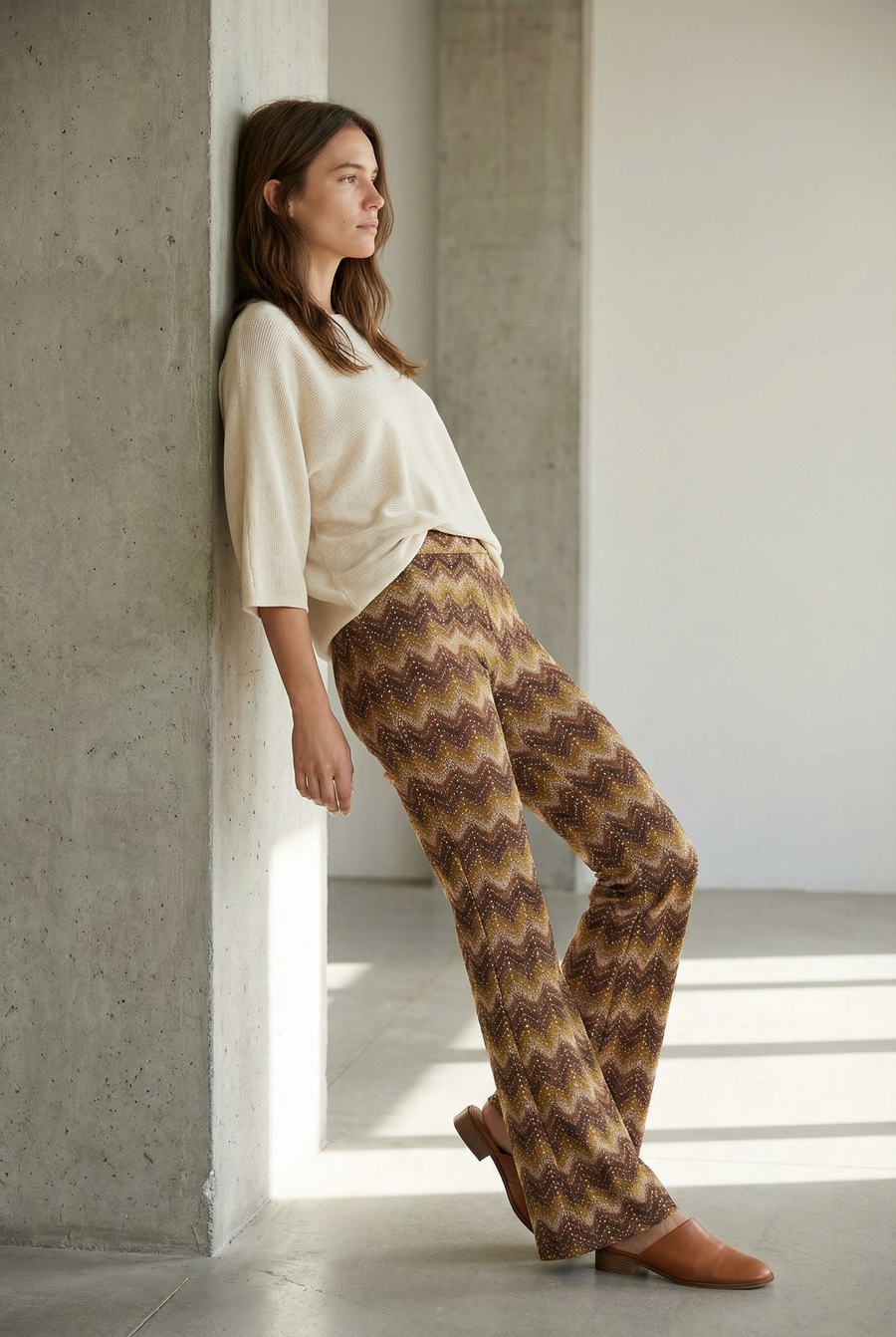Pantalon flare taille haute fluide – Coupe évasée imprimée
