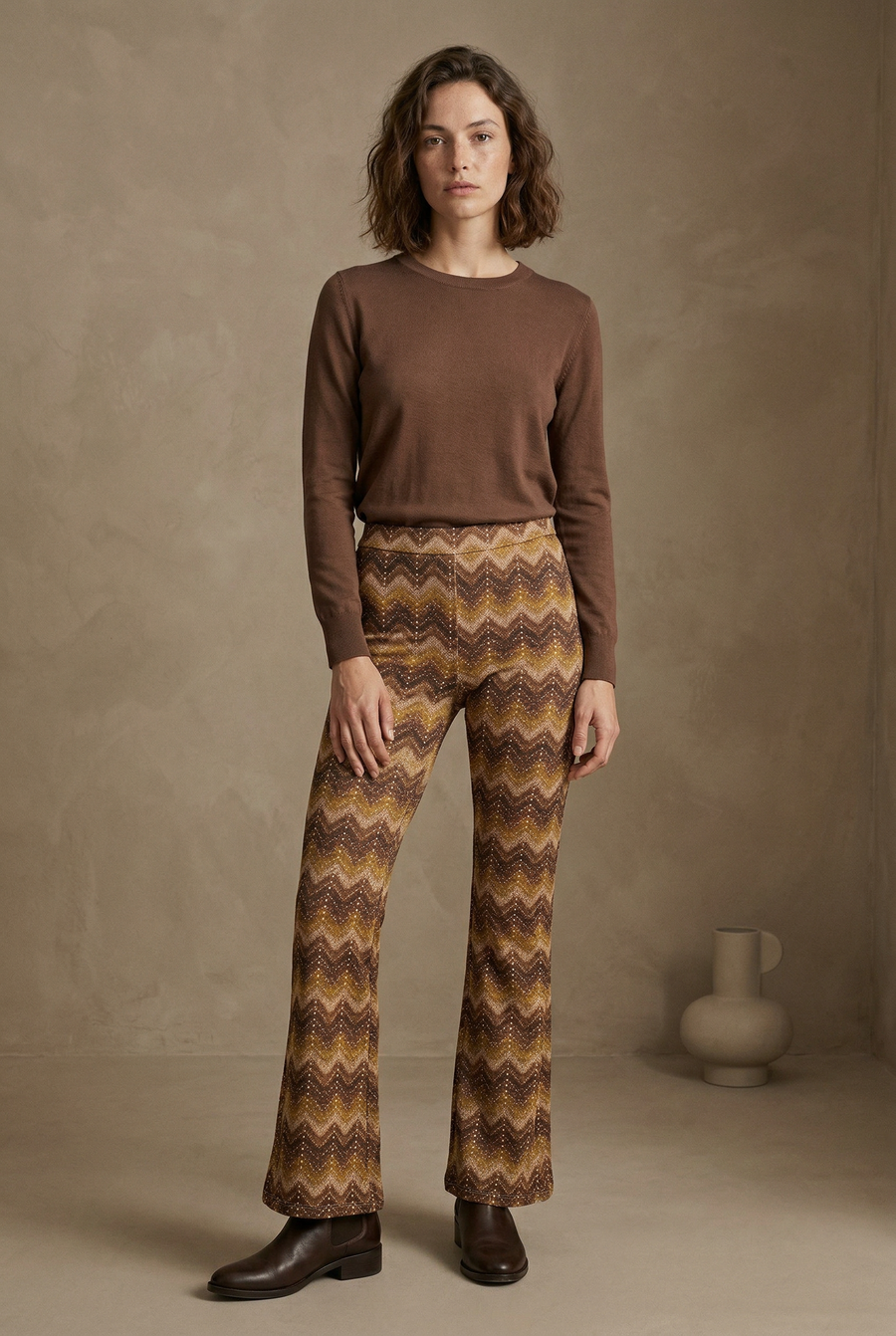 Pantalon flare taille haute fluide – Coupe évasée imprimée
