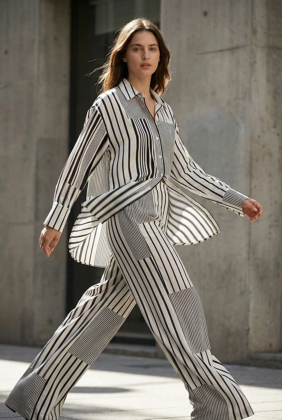 Pantalon fluide rayé noir & blanc vue 6