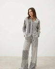 Pantalon fluide rayé noir & blanc