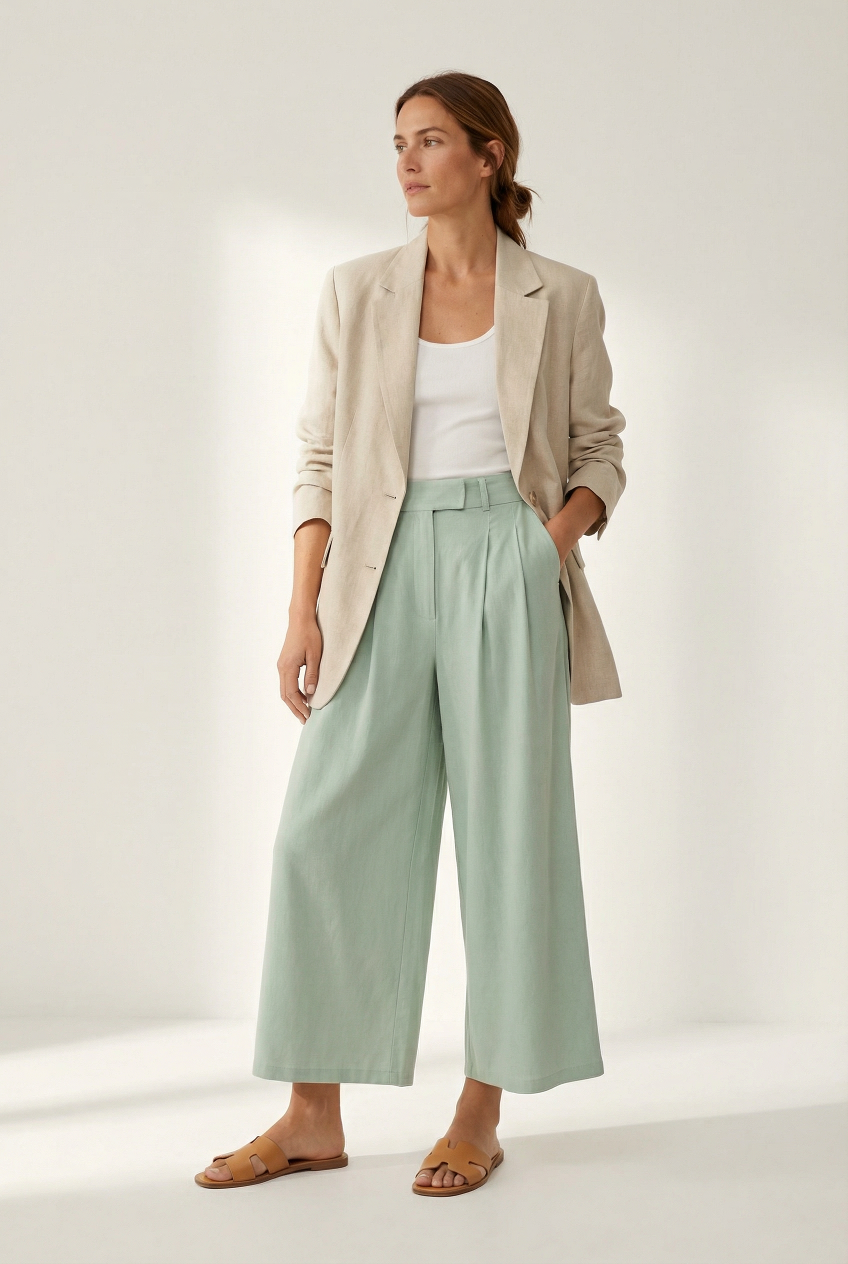 Pantalon fluide taille haute femme – coupe large élégante