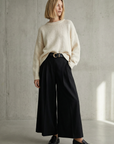 Pantalon fluide taille haute femme – coupe large élégante