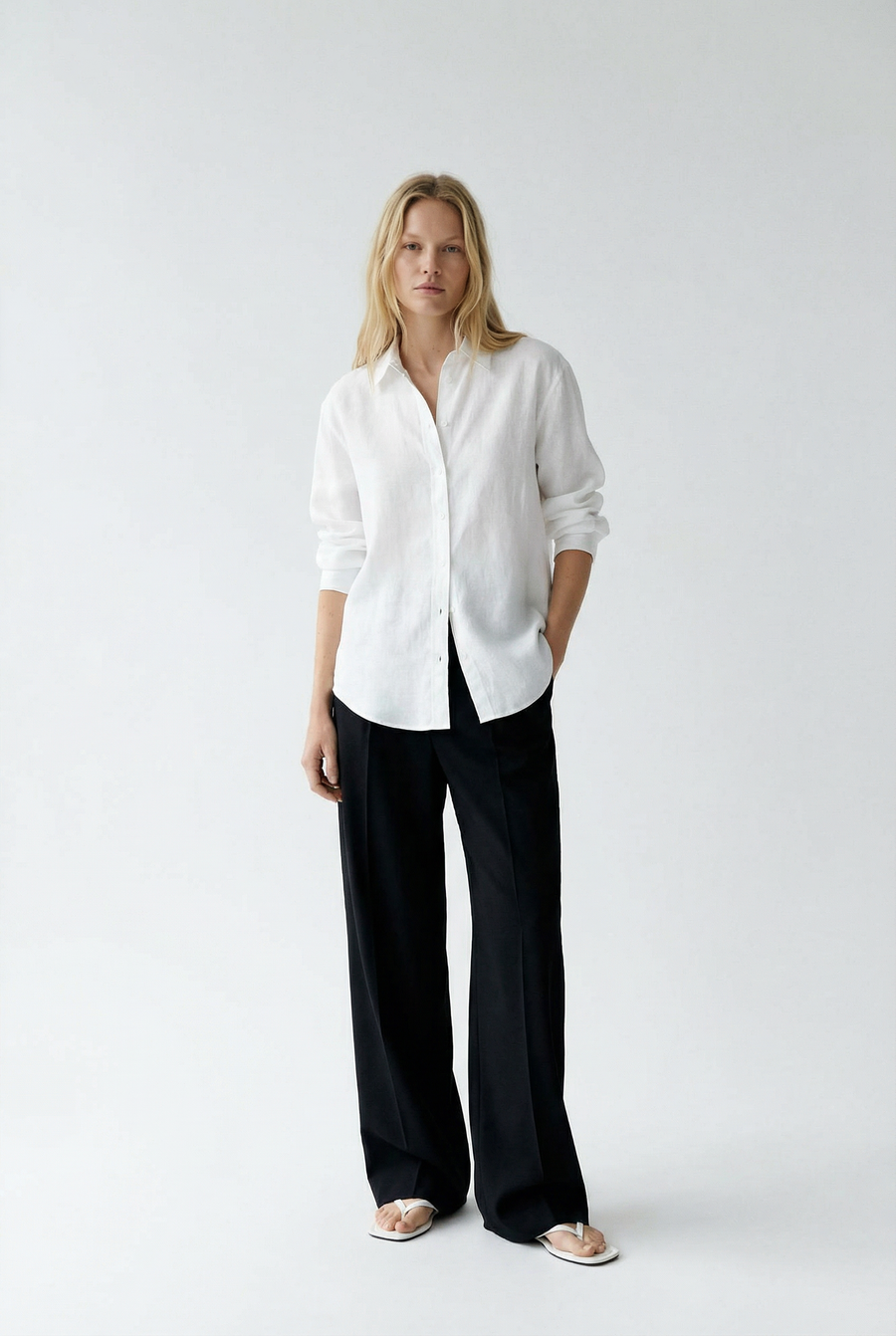 Pantalon noir fluide à pinces