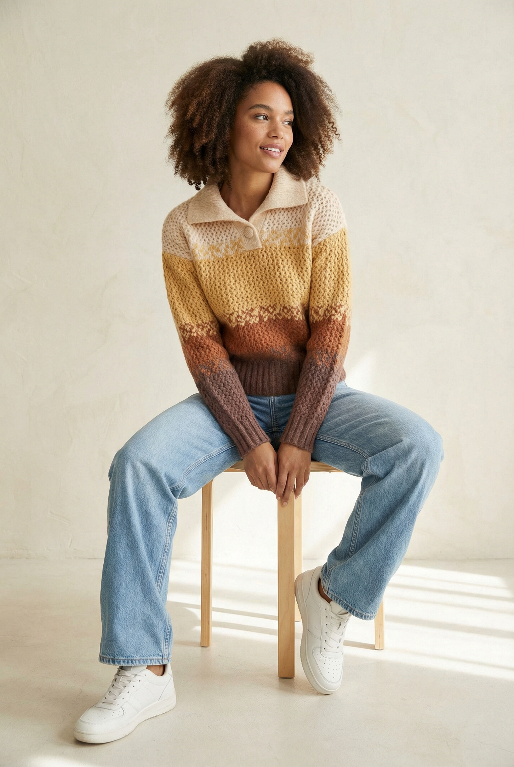 Pull polo femme en maille douce – Manches longues