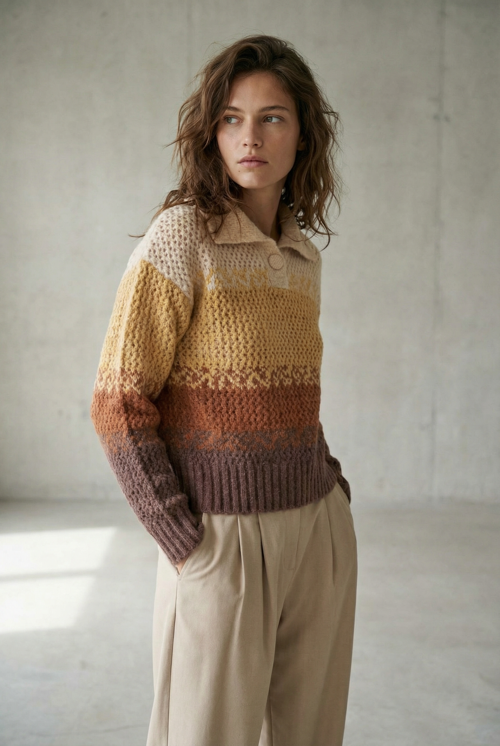 Pull polo femme en maille douce – Manches longues